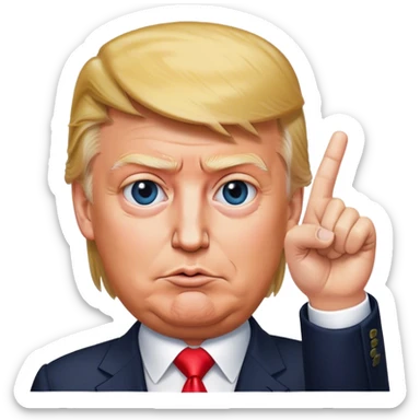 Super realistic Donald Trump pointing index finger up, realistic face sticker