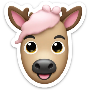 Beige with baby pink Reindeer’s face sticker