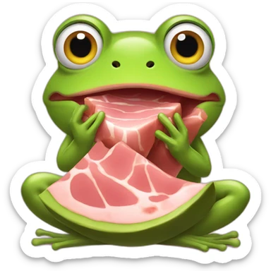 frog eating ham sticker