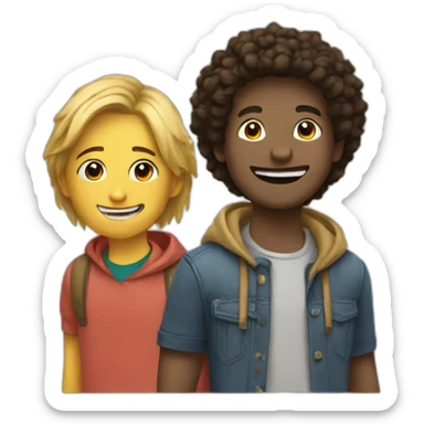 Three friends hanging out boys sticker