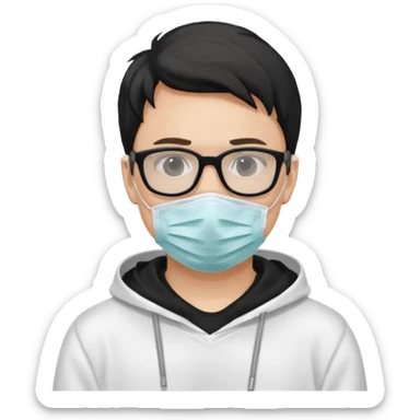 emojis.com man-with-medical-mask-and-white-hoody-and-black-glasses sticker