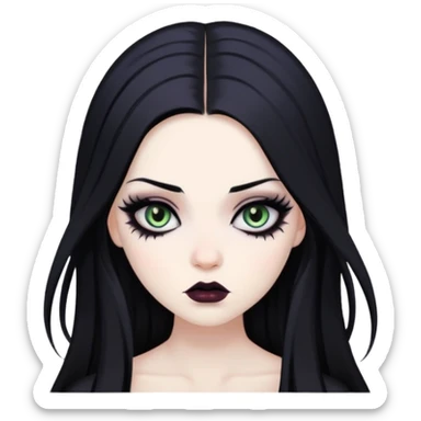 pretty long hair gothic baddie with eyeliner sticker