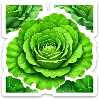 Cinematic crisp green lettuce, fresh and leafy, slightly curled edges, detailed textures, vibrant and refreshing, ultra-realistic and inviting. sticker