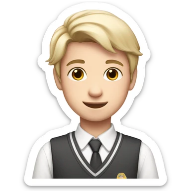 boy with fair skin, soft pink and white school uniform, straight hair sticker