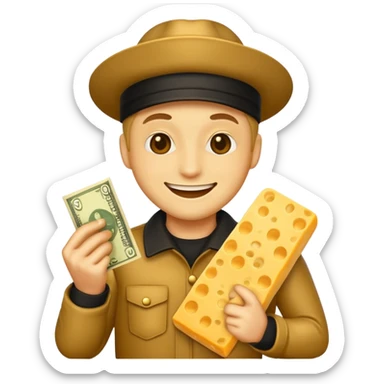 robber emoji with money cheese sticker