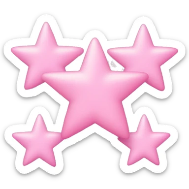 Three small pink , 4-pointed stars grouped together. The stars have a slightly elongated shape, giving them a twinkling effect. They vary in size, with the largest star in the center and two smaller stars on either side.  sticker