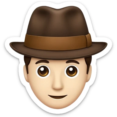 A fedora emoji in the style of Apple emojis, with a vintage and classic appearance. sticker