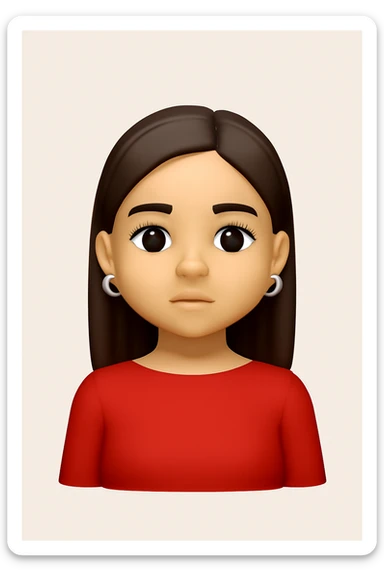 A 3D Apple-style emoji of a generic human character inspired by the uploaded image, simplified and stylized, keeping clothing, pose, and colors similar, but with a neutral and cartoon-like face (no realistic likeness). Smooth glossy finish, soft shadows, high-quality render, minimal background sticker