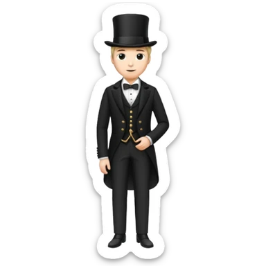 Classic 1800s man in formal attire and top hat, full body, standing sticker