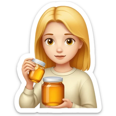 Girl with honey sticker