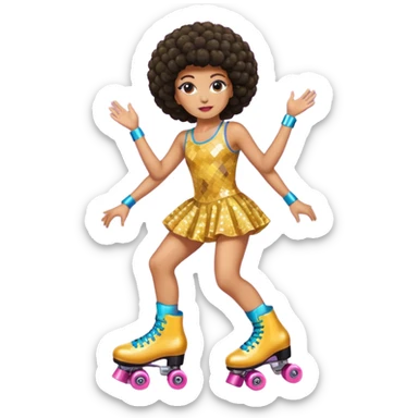 afro hair disco dress and roller skate sticker