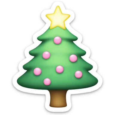 A light green Christmas tree with light pink lights and a light yellow star sticker