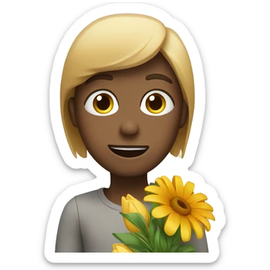 moved face, giving flowers  sticker