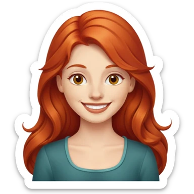 Red headed smiling lady with long hair sticker
