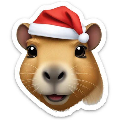 capybara with santa hat sticker