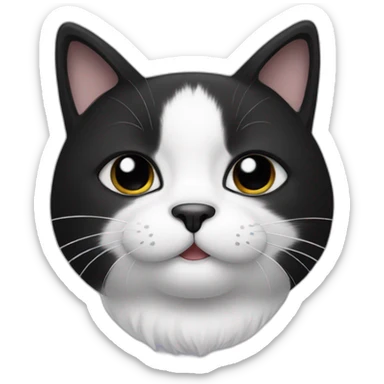 Black and white cat with moustache sticker