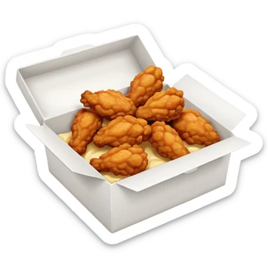 white box filled with boneless fried chicken wings sticker