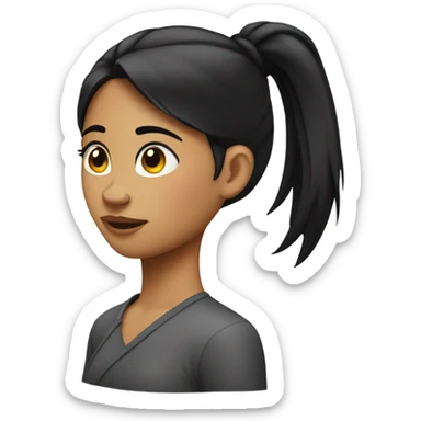 a girl giving a side eye with her black hair in a ponytail sticker