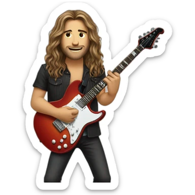 Guy with long hair playig electric guitar sticker
