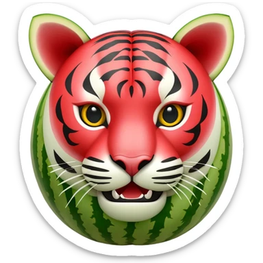 watermelon carved into tiger shape sticker