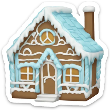 light pastel blue gingerbread house sticker