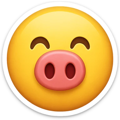 yellow face with pink pig nose, digital illustration, emoji style sticker