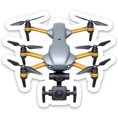 professional camera drone object icon, stabilized gimbal camera, large lens, futuristic drone body, 3D cartoon, mobile game icon style, centered, clean background, no text, no watermark
  sticker
