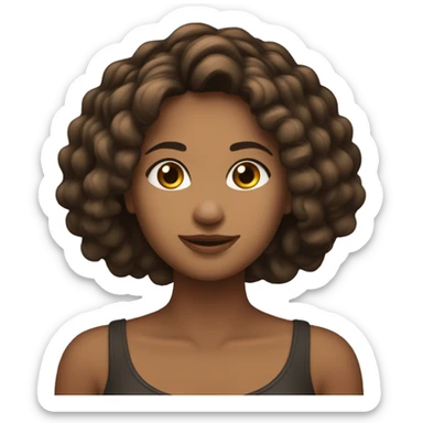 Mulher morena cabelo cacheado castanho escuro sticker