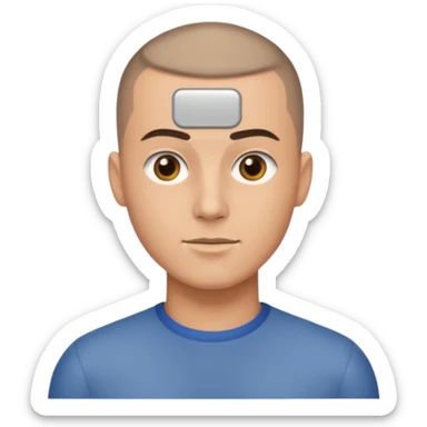man with buzzcut sticker