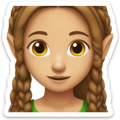 girl with long brown hair with elf ears sticker