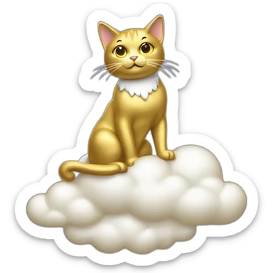 cat secretary sitting on top of the gold cloud sticker