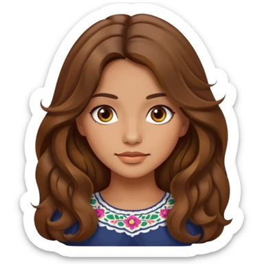 Beautiful girl,Brown hair, wavy hair，long hair, hazel eyes, Mexican sticker