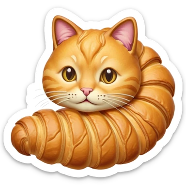 croissant with cat face and tail sticker