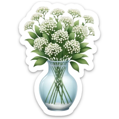 Baby’s breath bouquet in clear vase  sticker
