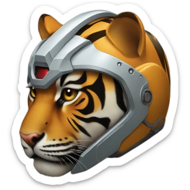 A tiger with the Iron man helmet sticker
