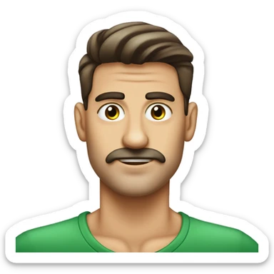 HOMBRE ALTO. CALVO CON OJOS VERDES CABELLO CAFE DELGADO AELGRE  sticker