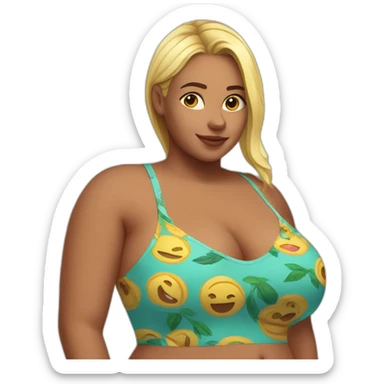 Slim-Thicc caucasian woman swimsuit posing sticker