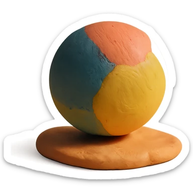 ball balancing on a surface with visible fingerprints in claymation style sticker