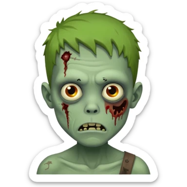 a green boy zombie with a boring face sticker