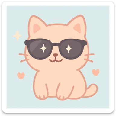 cat wearing sunglasses, cute and charming sticker