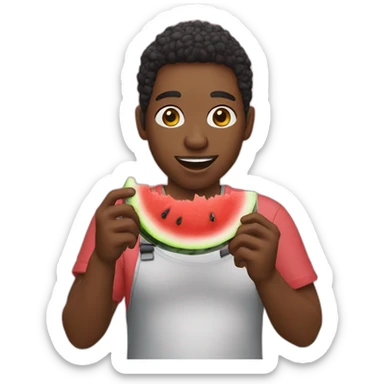 black person eating watermelon sticker