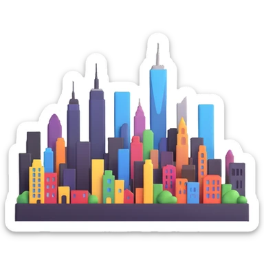 city skyline sticker