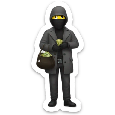 Bank robber with a bag of money sticker