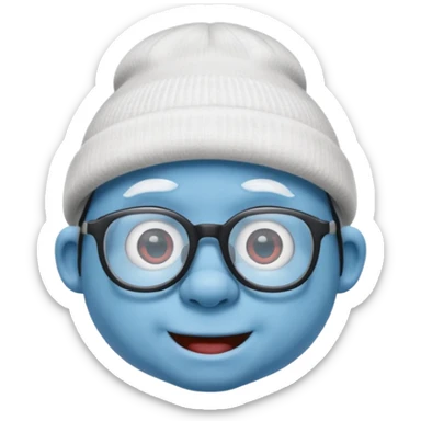 smurf with glasses white beanie sticker