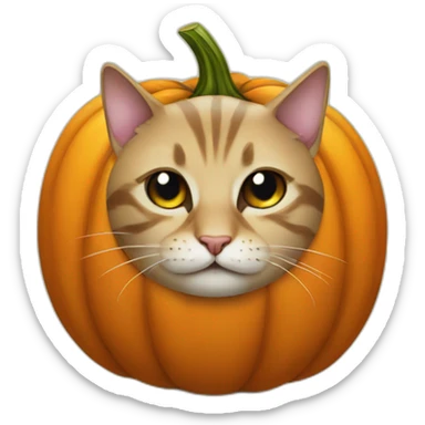 Crying cat on pumpkin  sticker