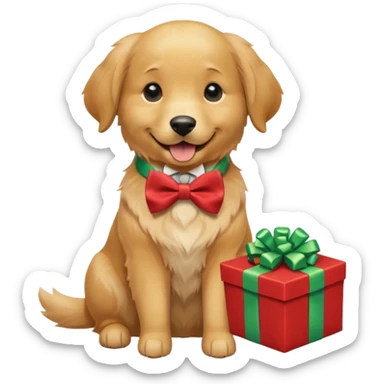 Father's day dog holding presents sticker