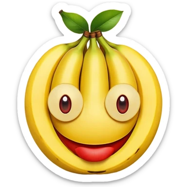 smiling face made from fruit with apples as eyes and banana as mouth sticker