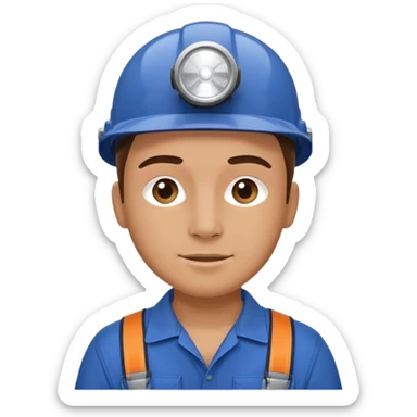 Technician + headlamp + blue jumpsuit, Repair Crew. sticker