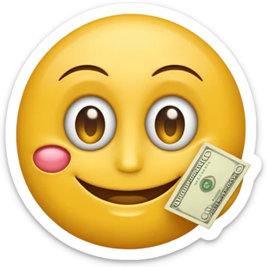 emoji haciendo un guiño con un ojo y sosteniendo dinero sticker
