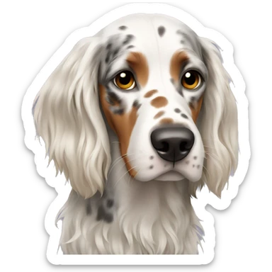 girl with english setter portrait sticker